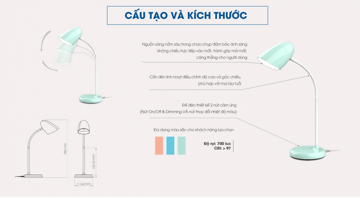 Đèn bàn bảo vệ thị lực RD-RL-38.PLUS 6W - Rạng đông Ảnh 6