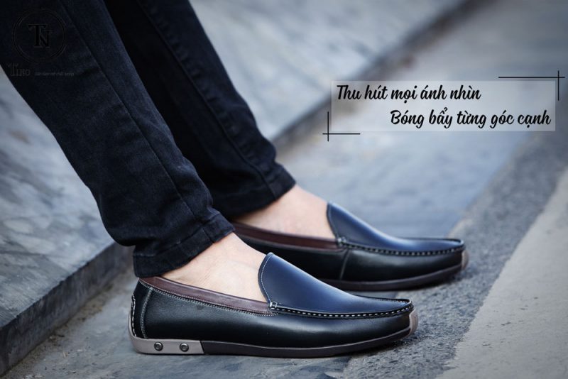 Giày nam lười đế bệt da bò thời trang GL79 đen 3 Giày nam lười đế bệt da bò thời trang GL79 đen 3