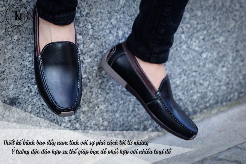 Giày nam lười đế bệt da bò thời trang GL79 đen 4 Giày nam lười đế bệt da bò thời trang GL79 đen 4
