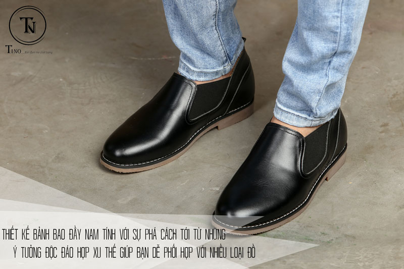 Giày lười nam cổ lửng chelsea boot GL65 4 Giày lười nam cổ lửng chelsea boot GL65 4