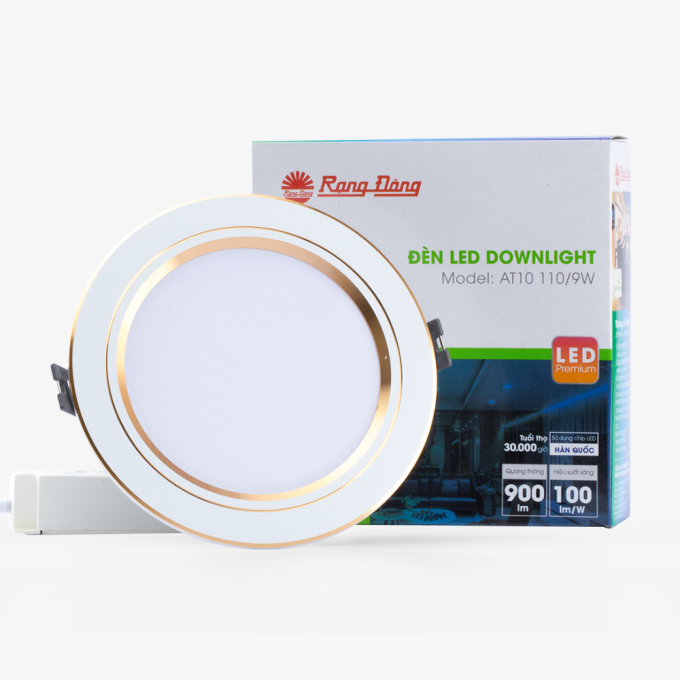 Ảnh Đèn LED âm trần Downlight viền vàng 9W AT10 110/9 1