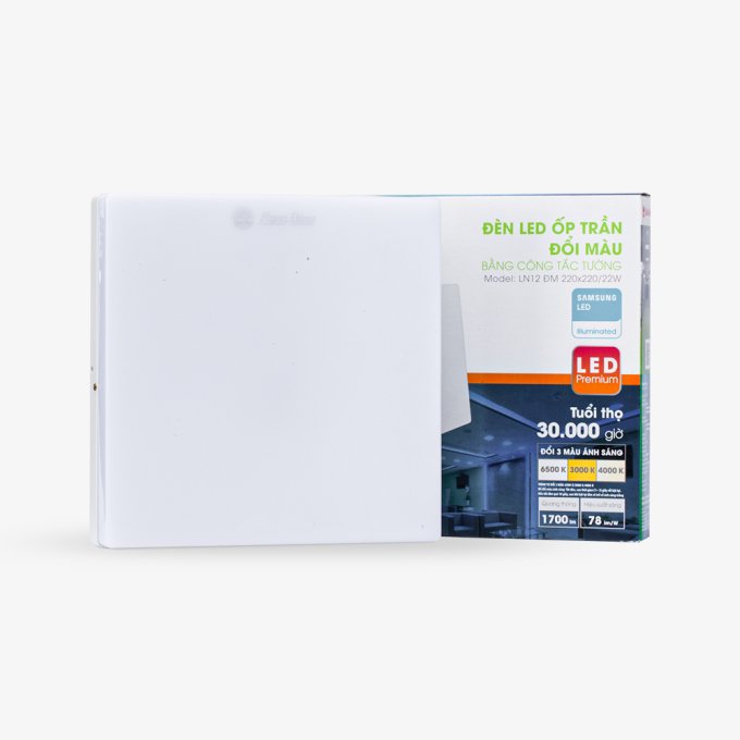 Ảnh Đèn LED ốp trần đổi màu LN12 ĐM 220×220/22W Rạng Đông 1