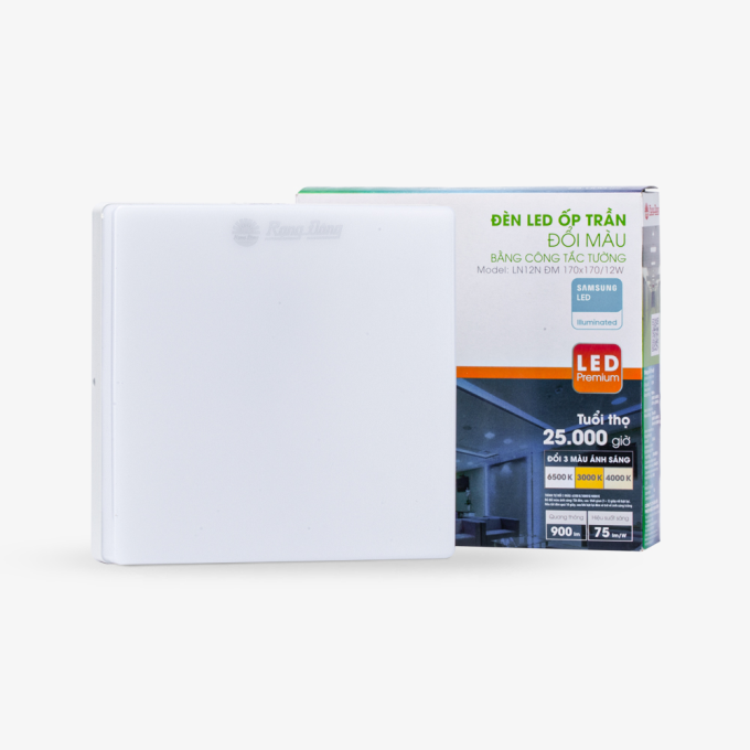 Ảnh Đèn LED ốp trần đổi màu LN12N 170×170/12W Rạng Đông 1