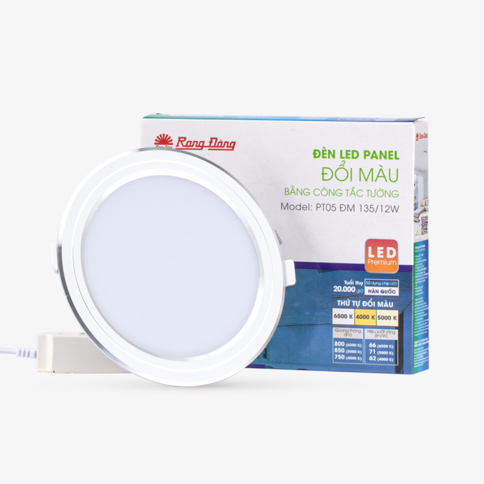 Ảnh Đèn LED Panel tròn đổi màu PT05 ĐM 135/12W Rạng Đông 1
