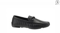 Giày lười da bò đen vẩy cá sấu GL05