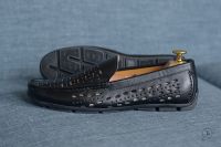 Giày lười da nam đục lỗ laze GL28 Đen 3