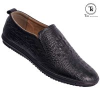 Giày lười nam da bò đen vảy rồng slip on SC22